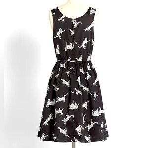 Modcloth Black and White Cat Print Dress